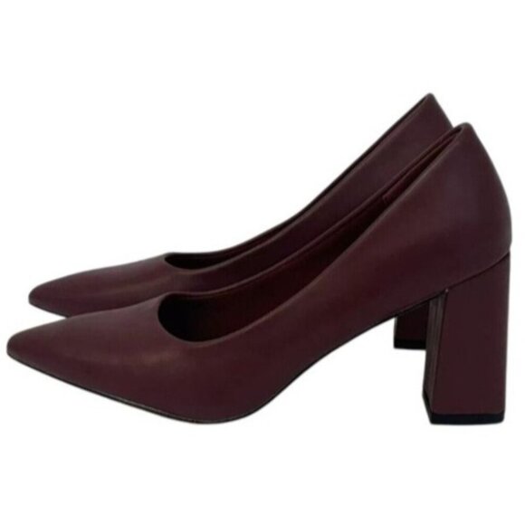 PIERRE DUMAS / Lover-1 / Burgundy  / Block Heel / Pointed / Toe Pumps - Picture 2 of 10